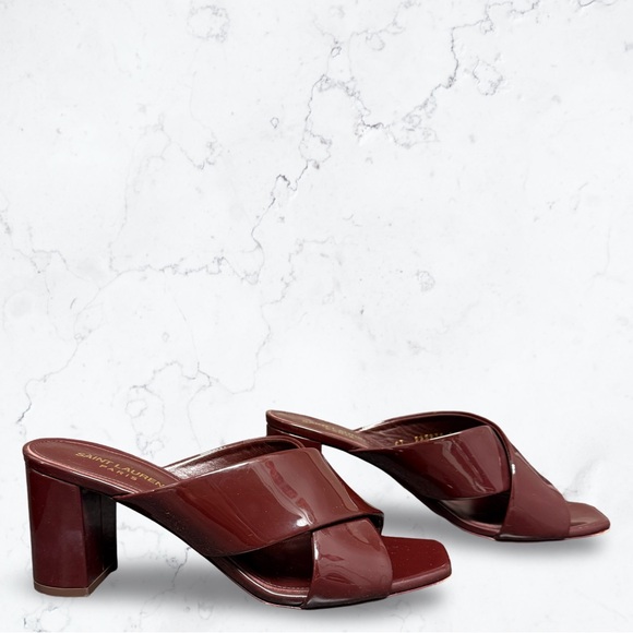 Saint Laurent Loulou 70 Mule Sandals Burgundy - Picture 3 of 10